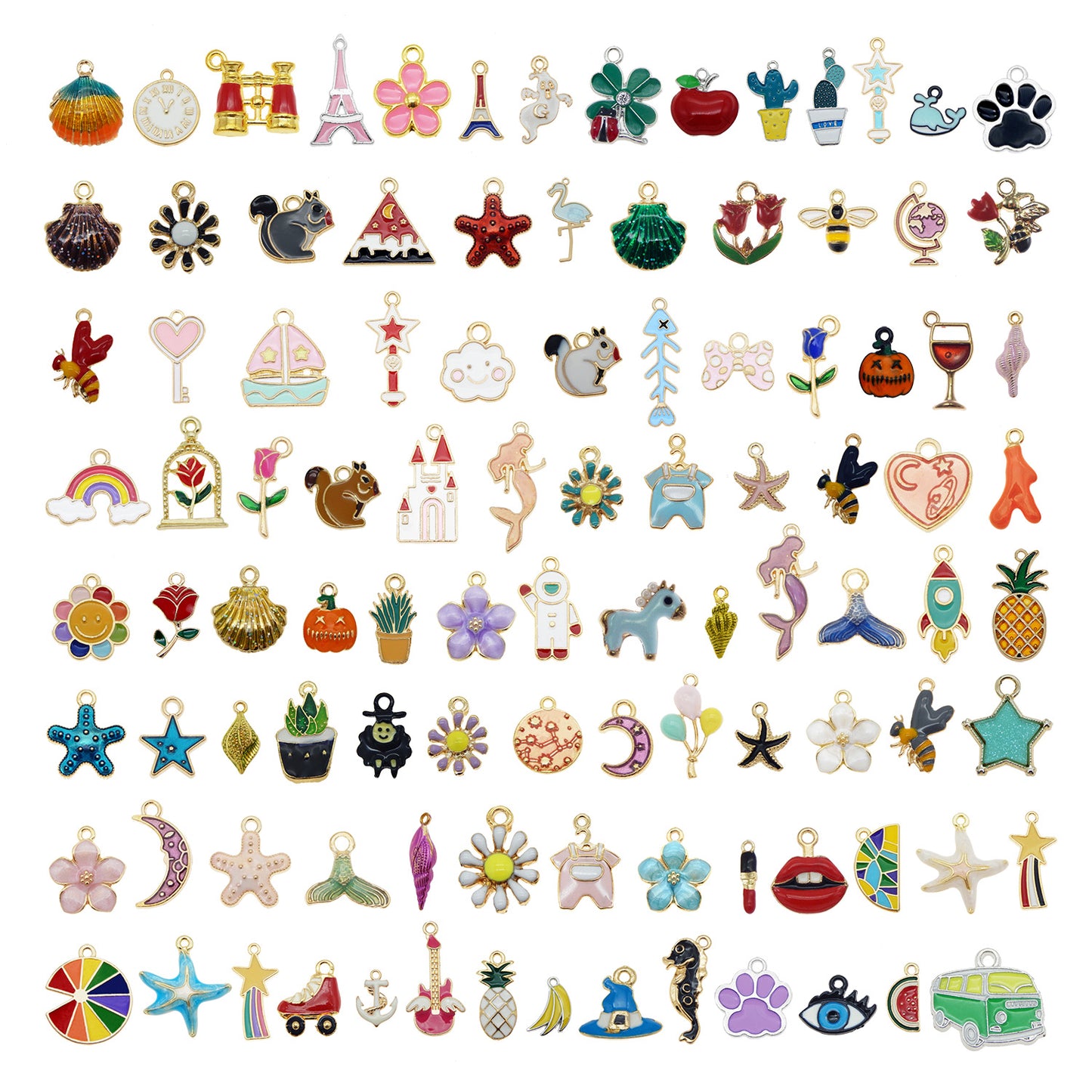200Pcs(100PAIRS) Golden Enamel Charms for Jewelry Making
