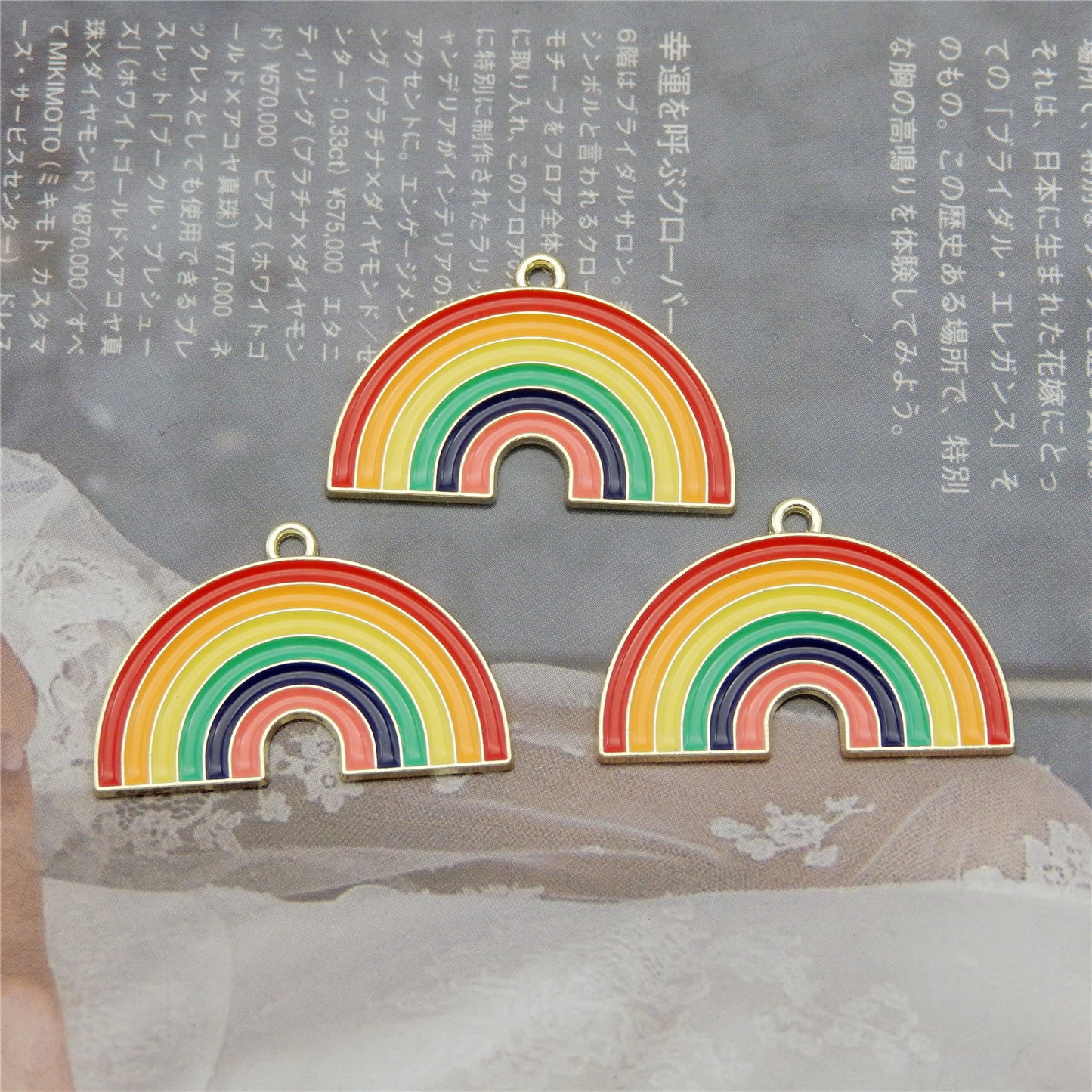 40 pcs Gold Tone Rainbow Clouds Enamel Dainty Dangle Rainbow Pendants Charms for Jewelry Making Necklace Bracelet