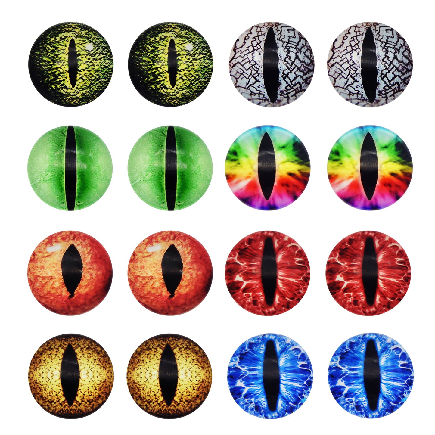 JJGQAZ 6mm-30mm Dragon Eyes Horse Eyes Cat Eyes Glass Cabochon for Clay Doll Making