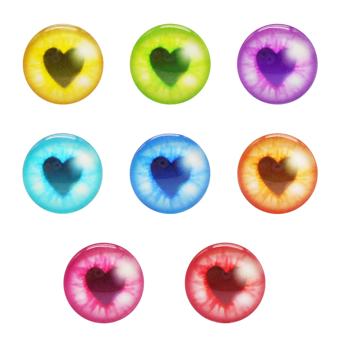 JJGQAZ 50 Pieces Glow in Dark Animal Eyes 6-30mm Glass Heart Pupil