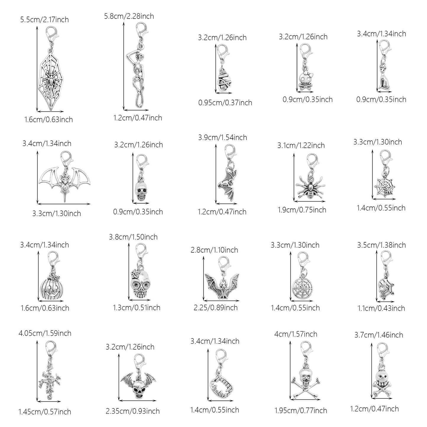 80PCS Halloween Charms with Lobster Clasp