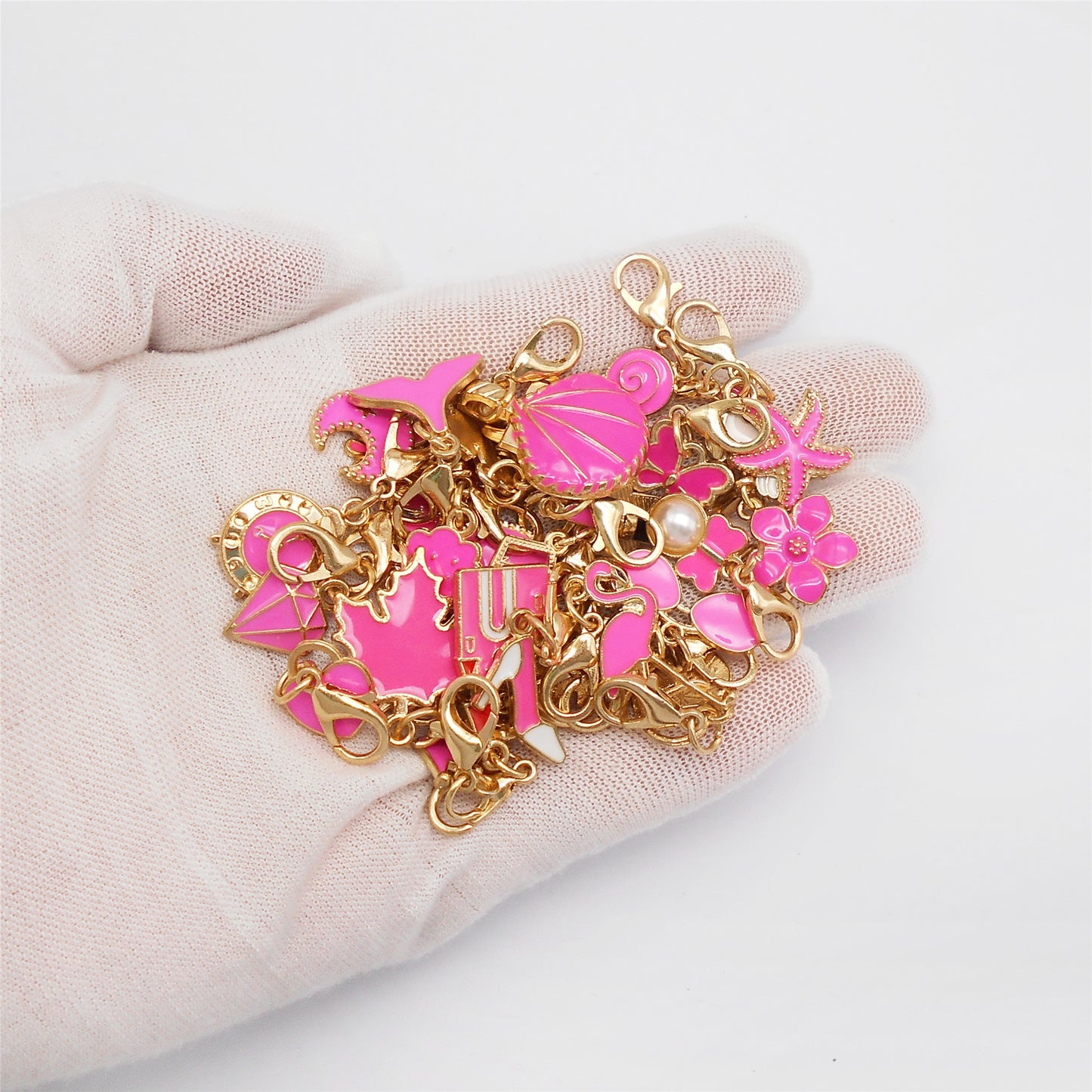 60PCS Enamel Charms Set with Golden Lobster Clasp