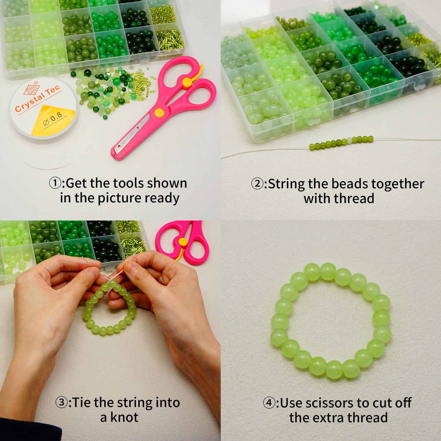 1800pcs Green Glass Beads for Jewelry Making