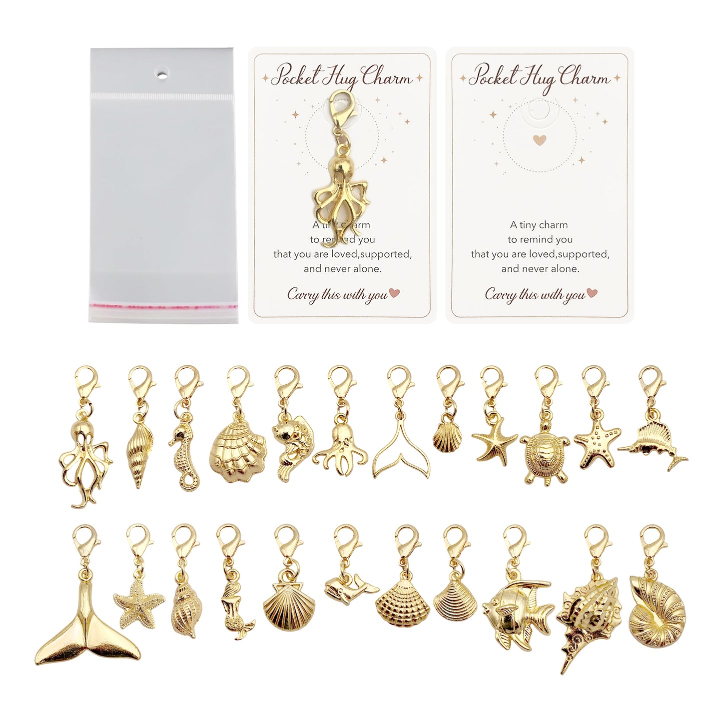 20 Pocket Hug Charm Keychains with Organza Pouch Bags