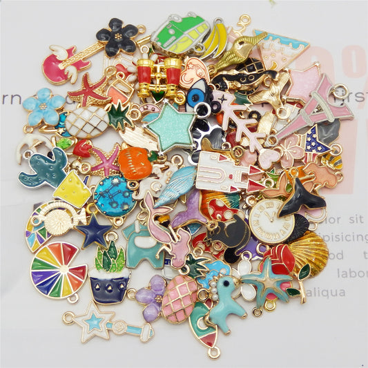 200Pcs(100PAIRS) Golden Enamel Charms for Jewelry Making
