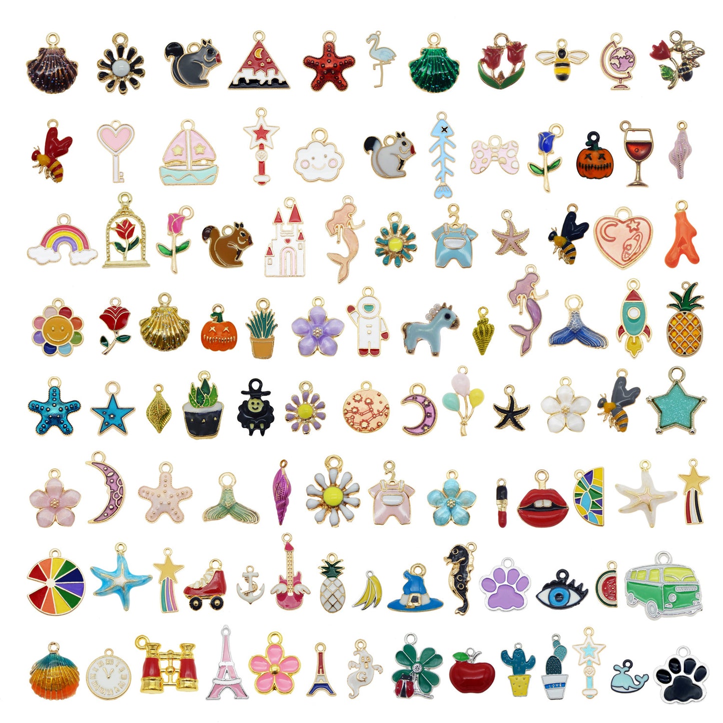 200Pcs(100PAIRS) Golden Enamel Charms for Jewelry Making