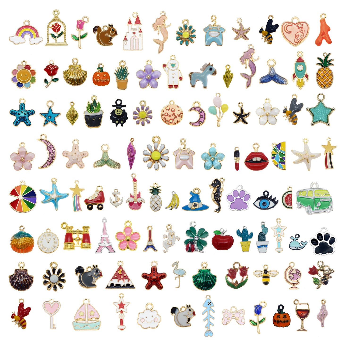 200Pcs(100PAIRS) Golden Enamel Charms for Jewelry Making