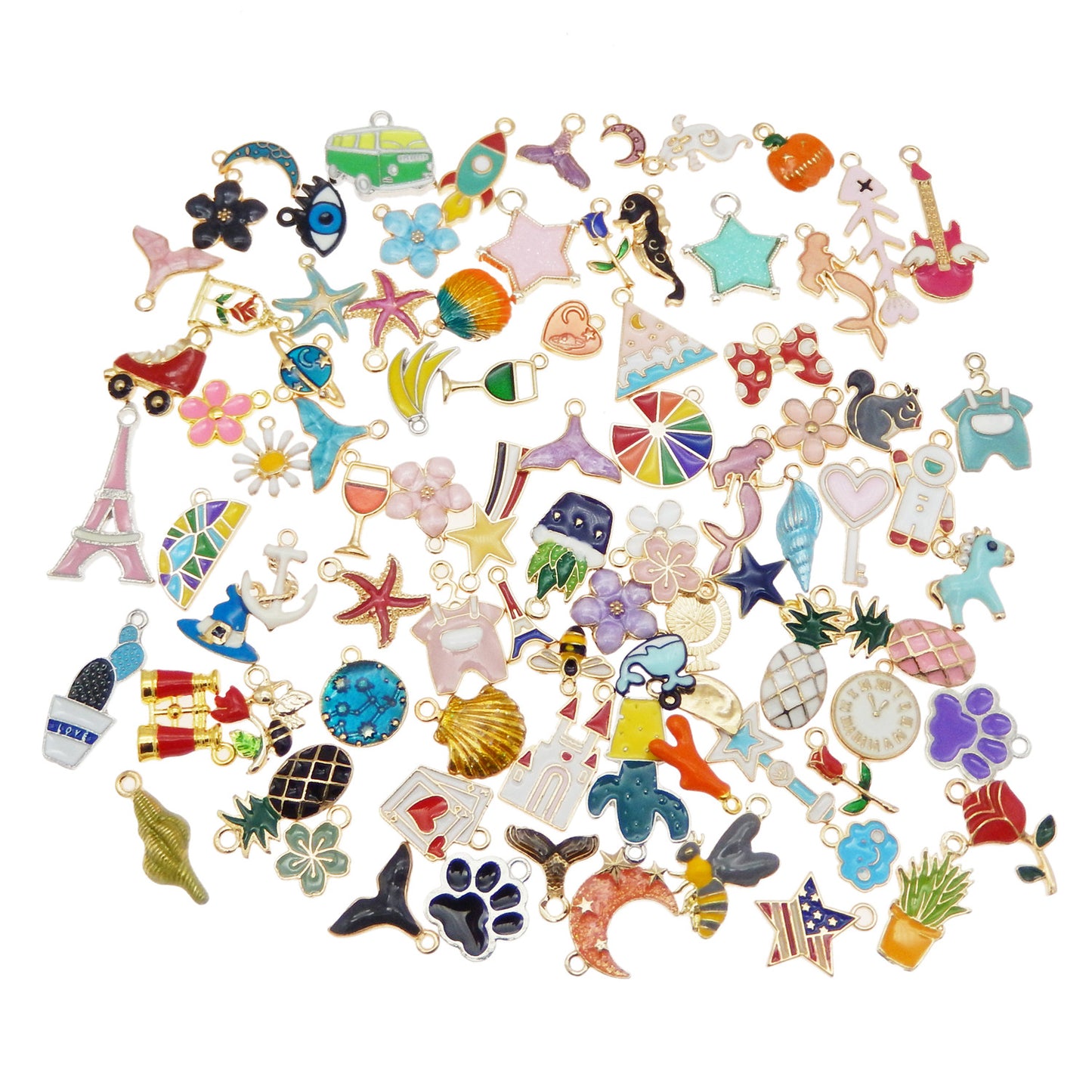 200Pcs(100PAIRS) Golden Enamel Charms for Jewelry Making