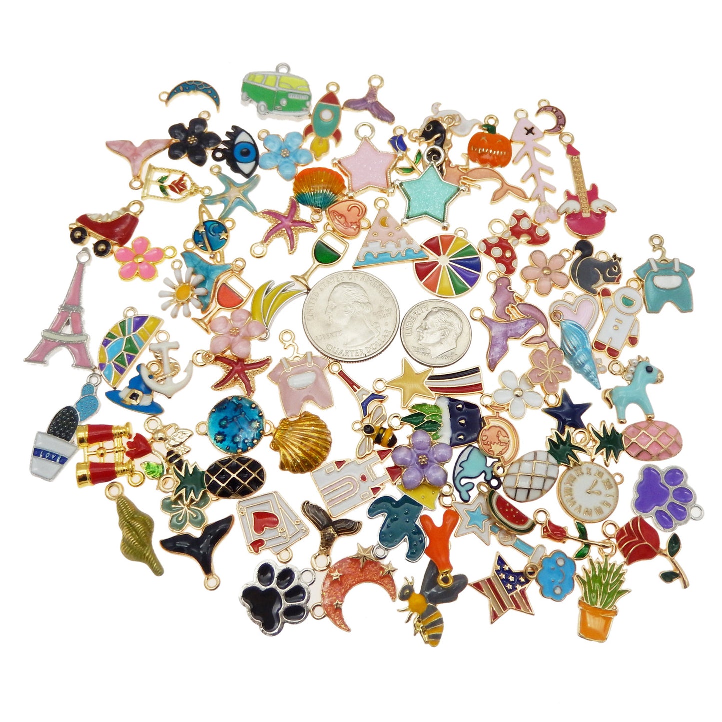 200Pcs(100PAIRS) Golden Enamel Charms for Jewelry Making