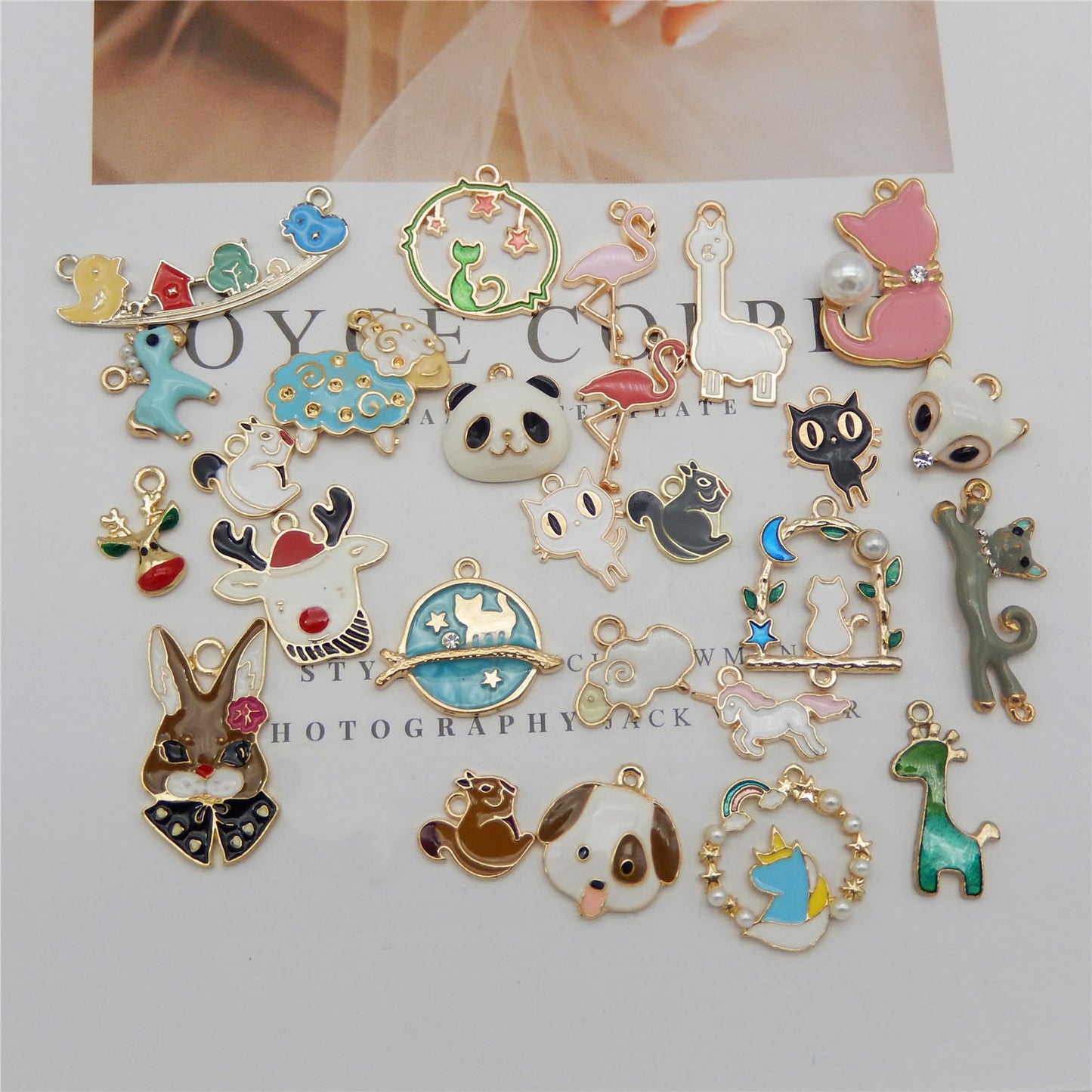 100pcs(50PAIRS) Assorted Animal Enamel Pendants Charms