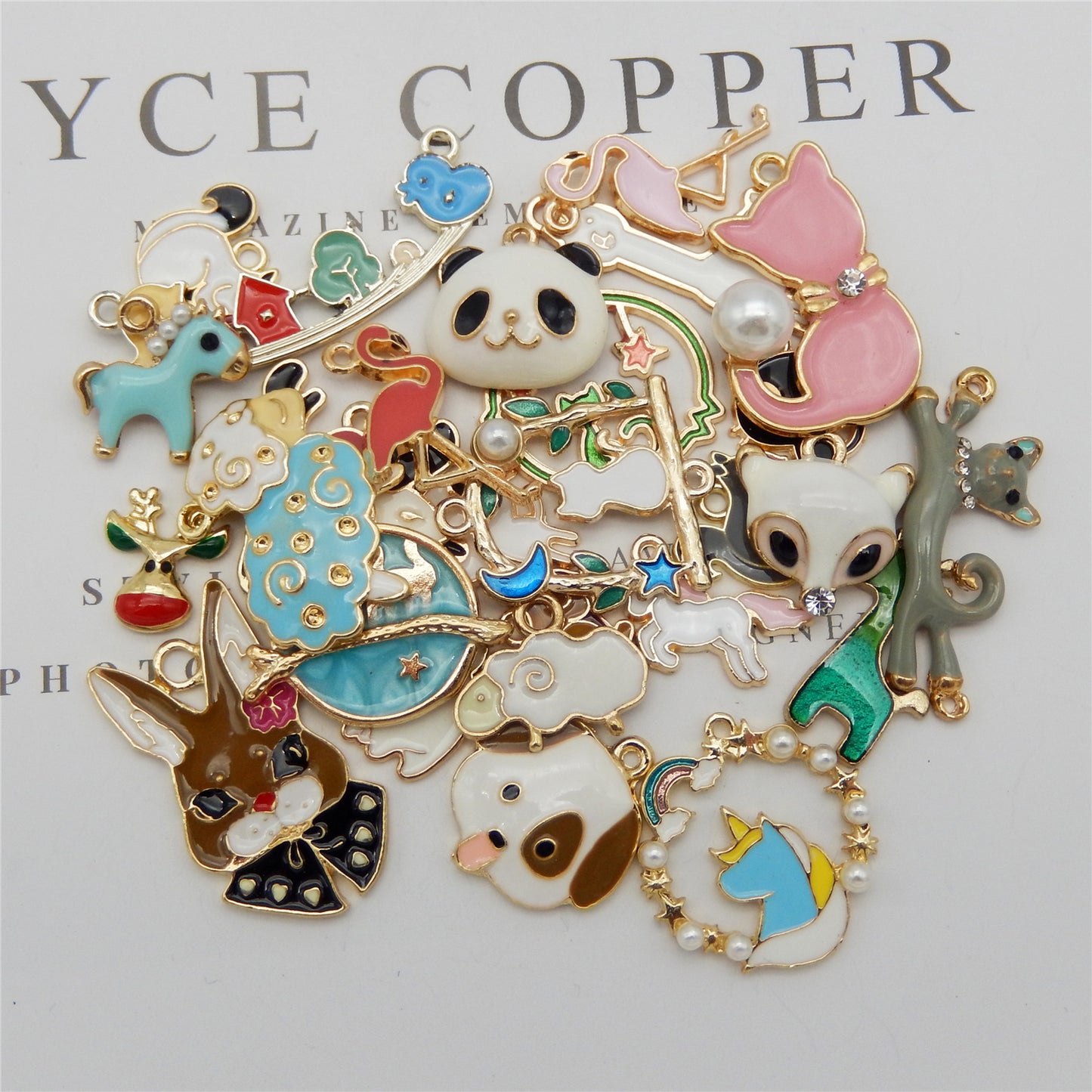 100pcs(50PAIRS) Assorted Animal Enamel Pendants Charms