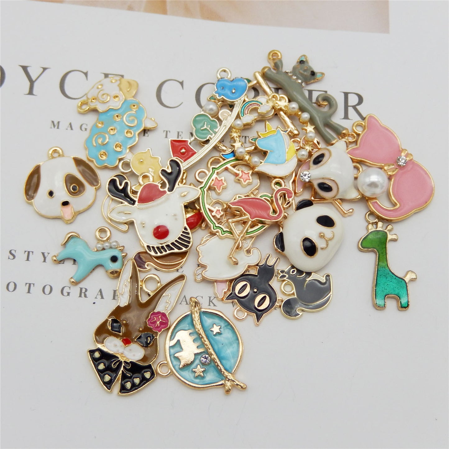 100pcs(50PAIRS) Assorted Animal Enamel Pendants Charms