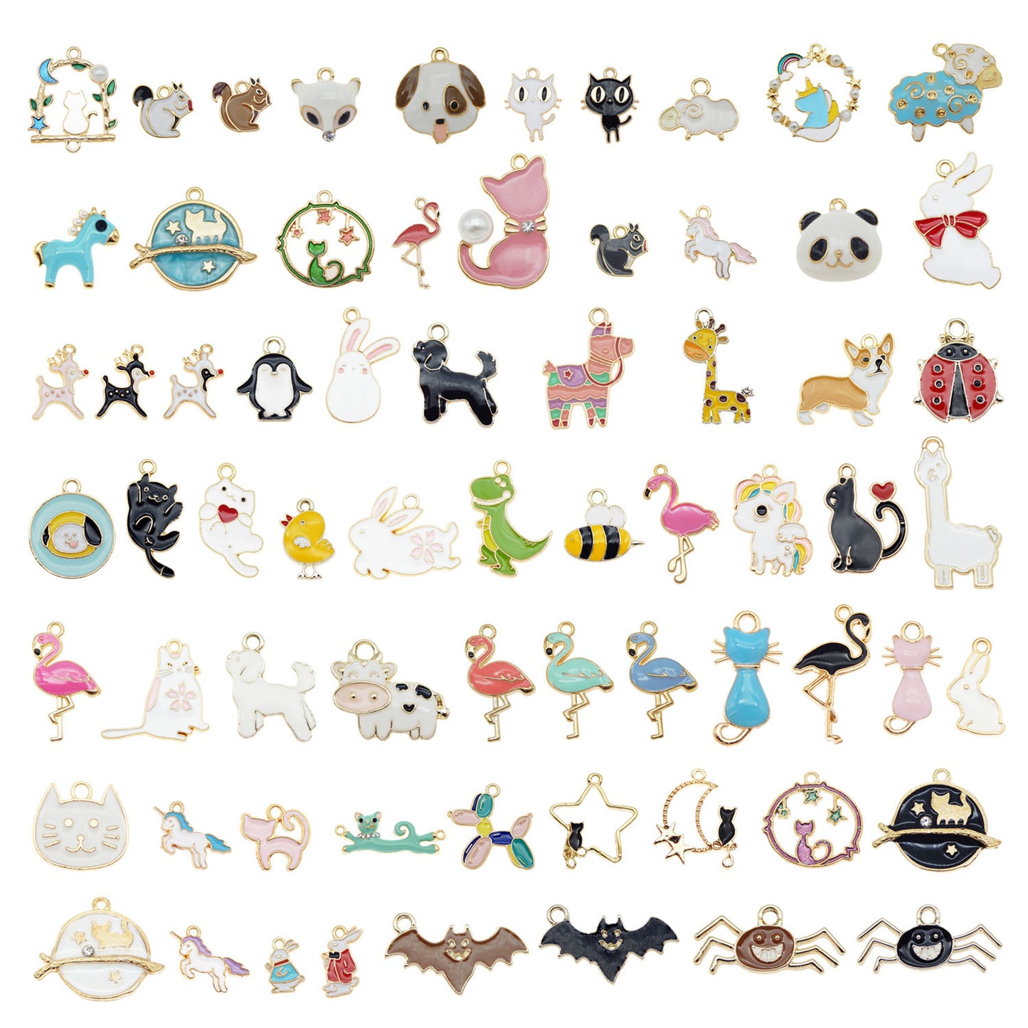100pcs(50PAIRS) Assorted Animal Enamel Pendants Charms