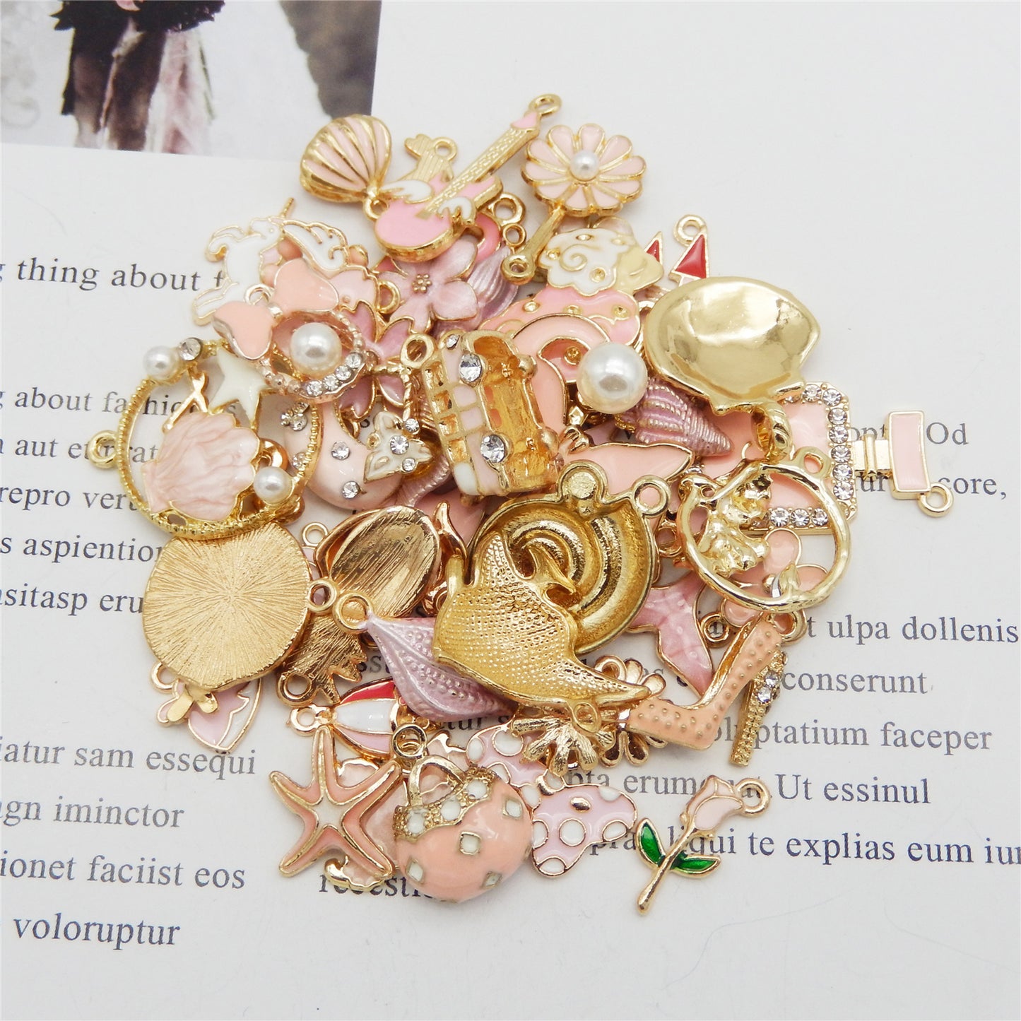 40pcs(20PAIRS) Assorted Gold Tone Enamel Animals Fruit Moon
