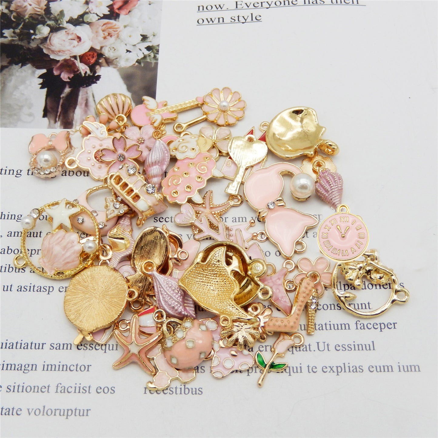 40pcs(20PAIRS) Assorted Gold Tone Enamel Animals Fruit Moon