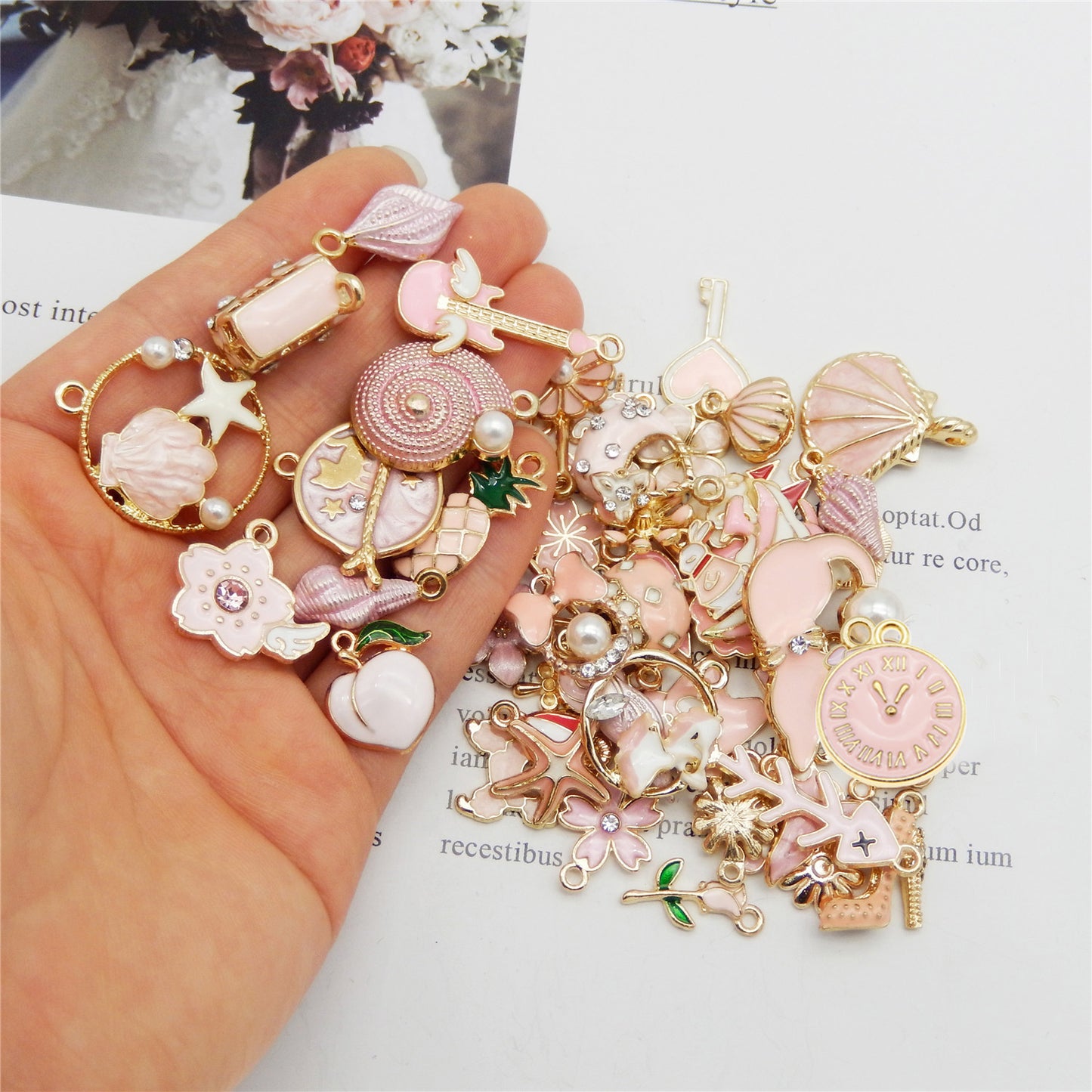 40pcs(20PAIRS) Assorted Gold Tone Enamel Animals Fruit Moon
