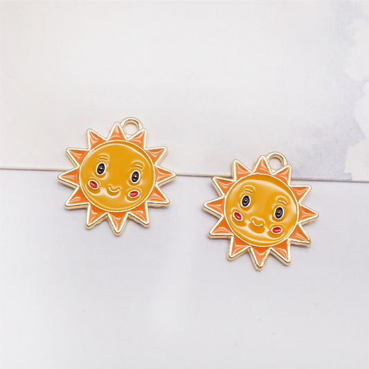 30 Pieces Cute Enamel Smile Sun Charms for DIY Bracelet Pendant Jewelry Making