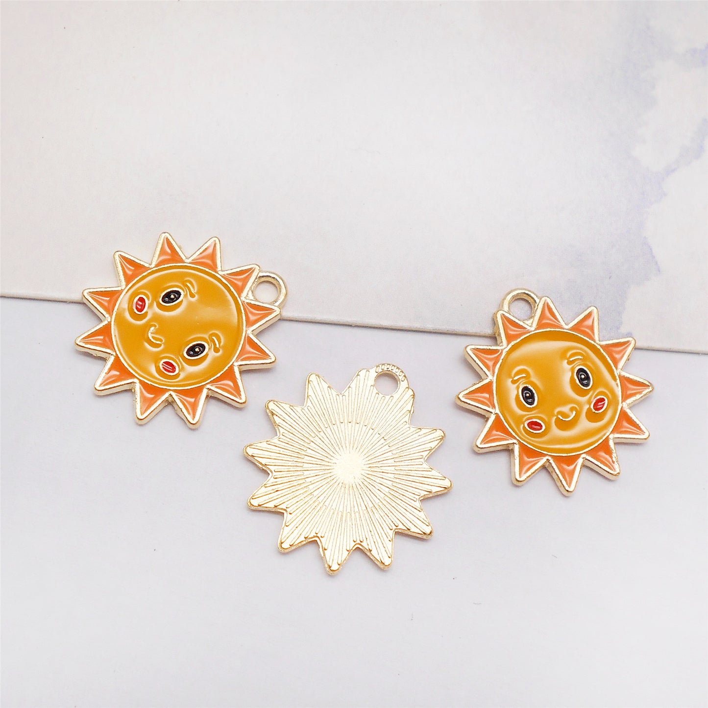 30 Pieces Cute Enamel Smile Sun Charms for DIY Bracelet Pendant Jewelry Making