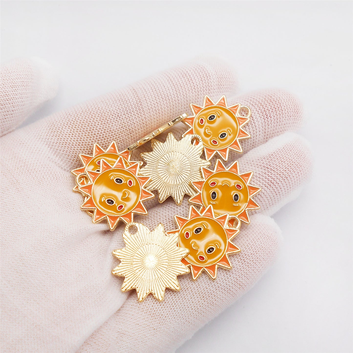30 Pieces Cute Enamel Smile Sun Charms for DIY Bracelet Pendant Jewelry Making