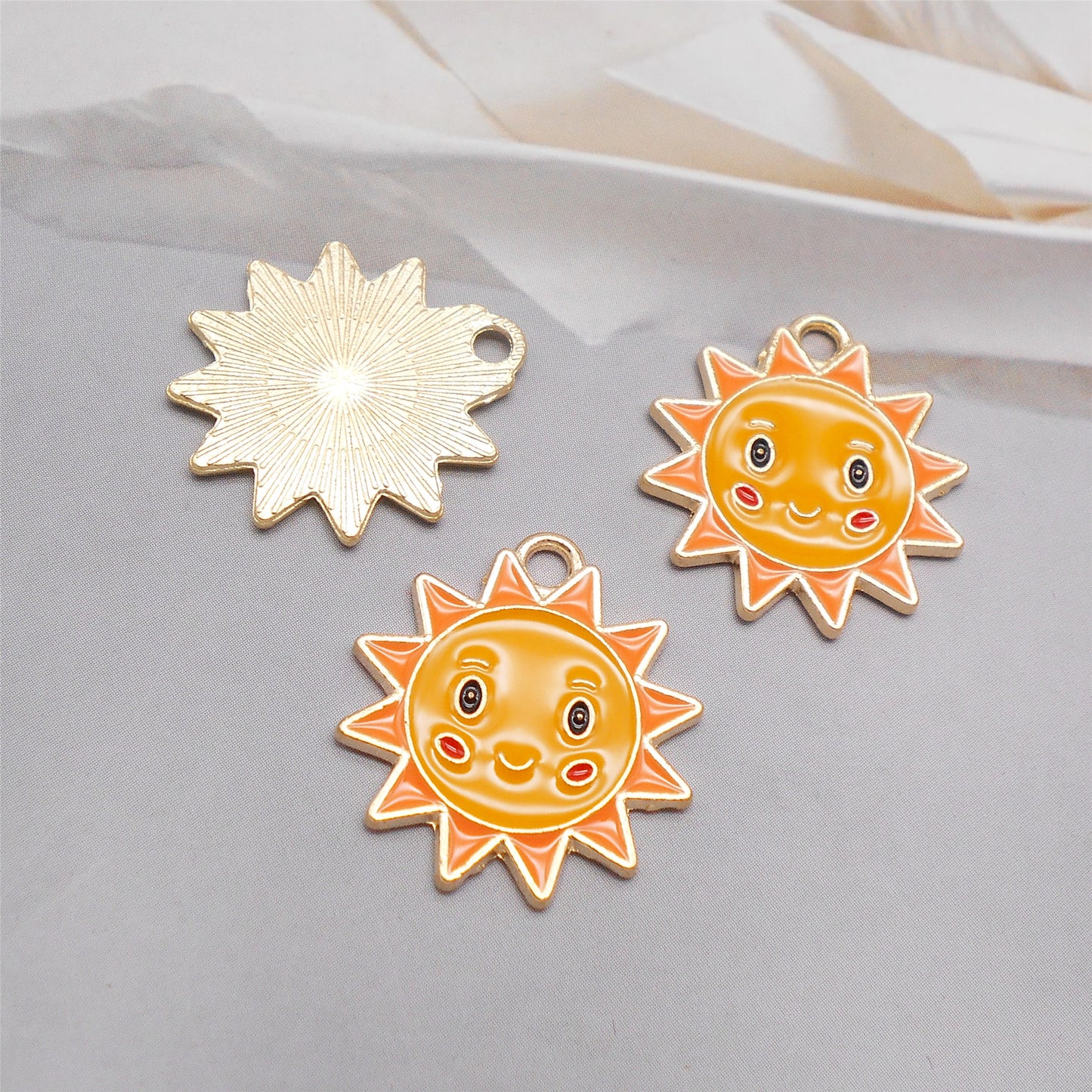 30 Pieces Cute Enamel Smile Sun Charms for DIY Bracelet Pendant Jewelry Making