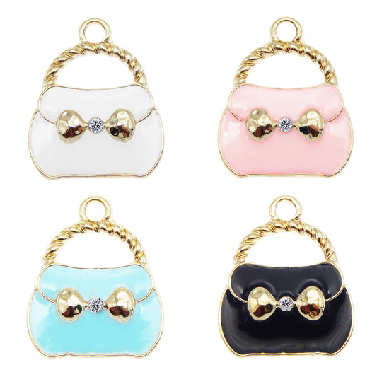 40 Pieces Enamel Women Purse Bag Charms Bracelet Pendant Charms for Jewelry Making DIY Earrings Necklace, Assorted Color