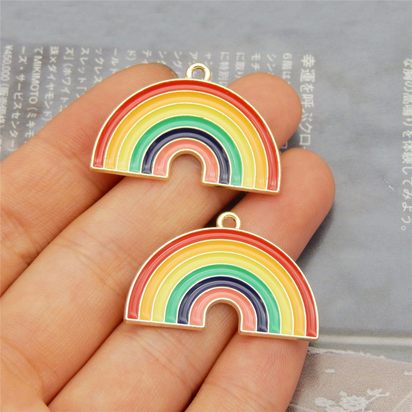 40 pcs Gold Tone Rainbow Clouds Enamel Dainty Dangle Rainbow Pendants Charms for Jewelry Making Necklace Bracelet