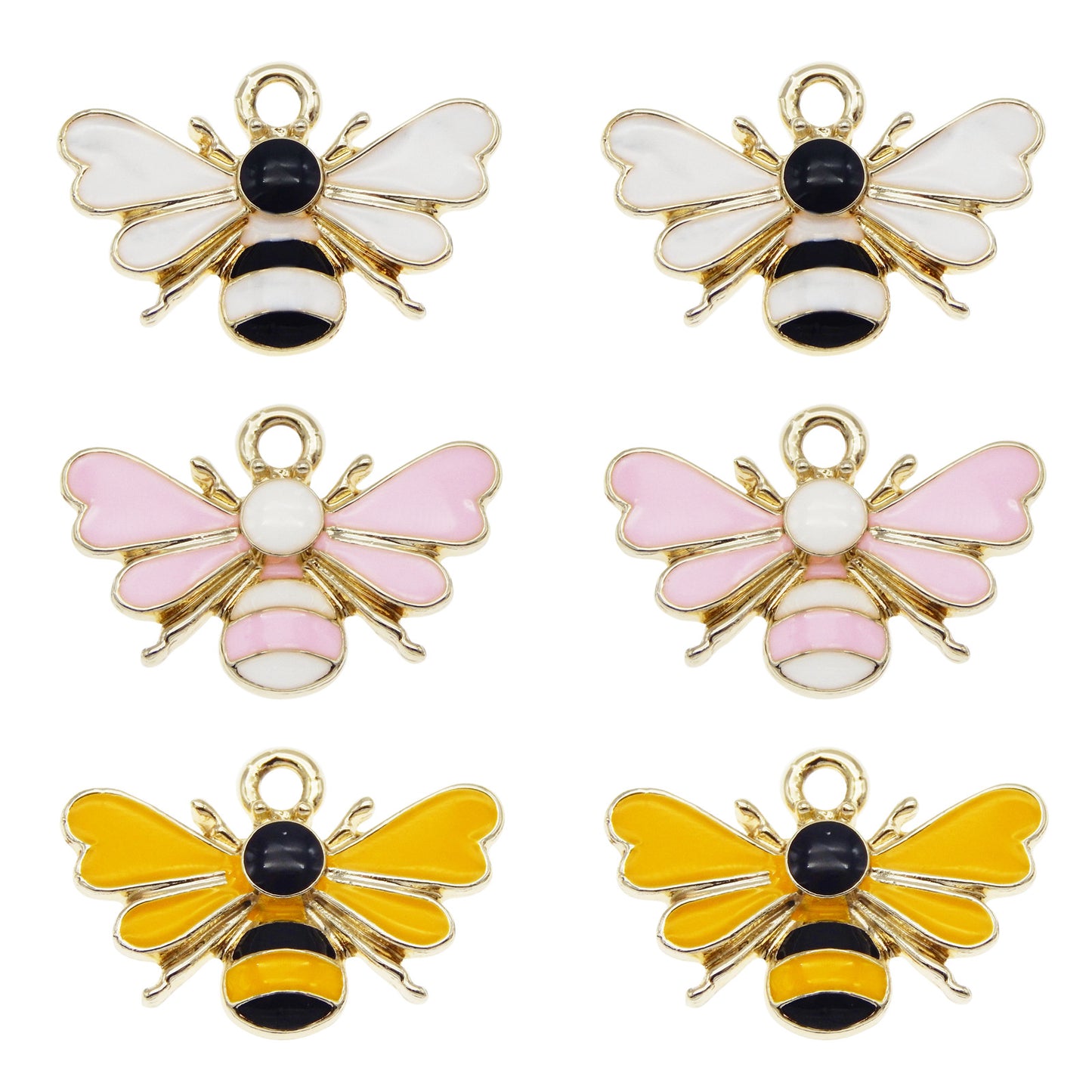 JJGQAZ 30pcs Mixed Colors Cute Bees Charms Enamel Gold Tone Honeybee Pendant for DIY Jewelry Making Necklace Bracelet Earring Jewelry Accessories