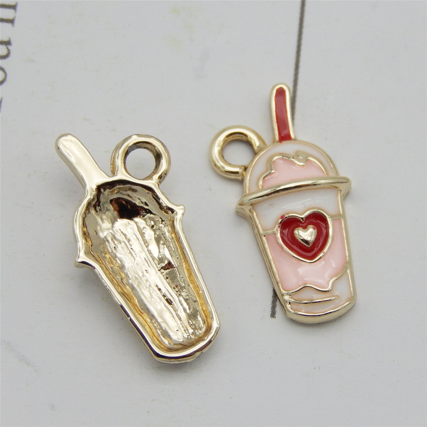 JJGQAZ 30pcs Mixed Colors Heart Drinks Charms Enamel Gold Tone Straw Cup Pendant for DIY Jewelry Making Necklace Bracelet Earring Jewelry Accessories