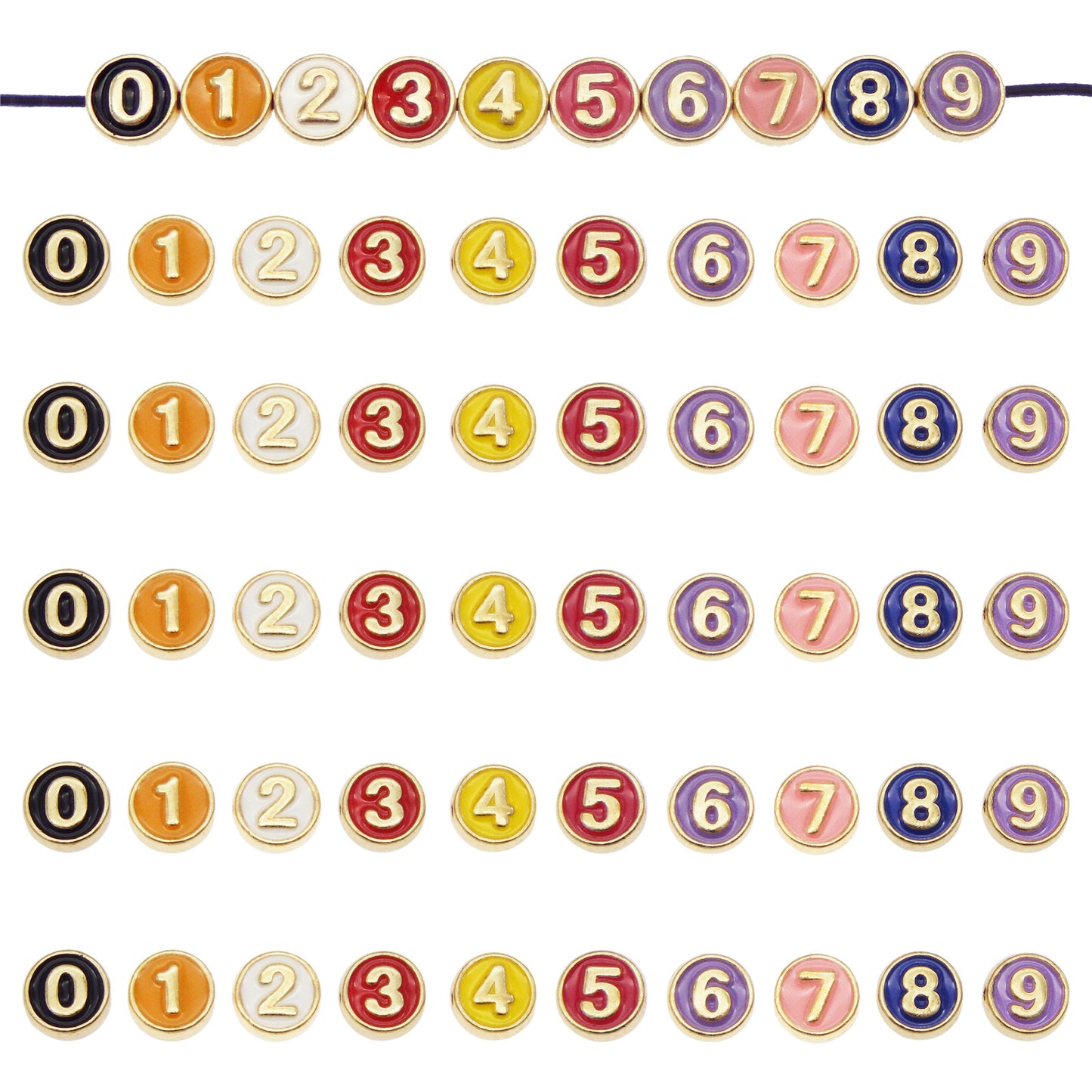 30 Pieces Round Letter Beads 0-9 Number Enamel Spacer Beads Multicolour Alphabet Pendents Beads for DIY Jewelry Bracelet Necklace Crafts Making
