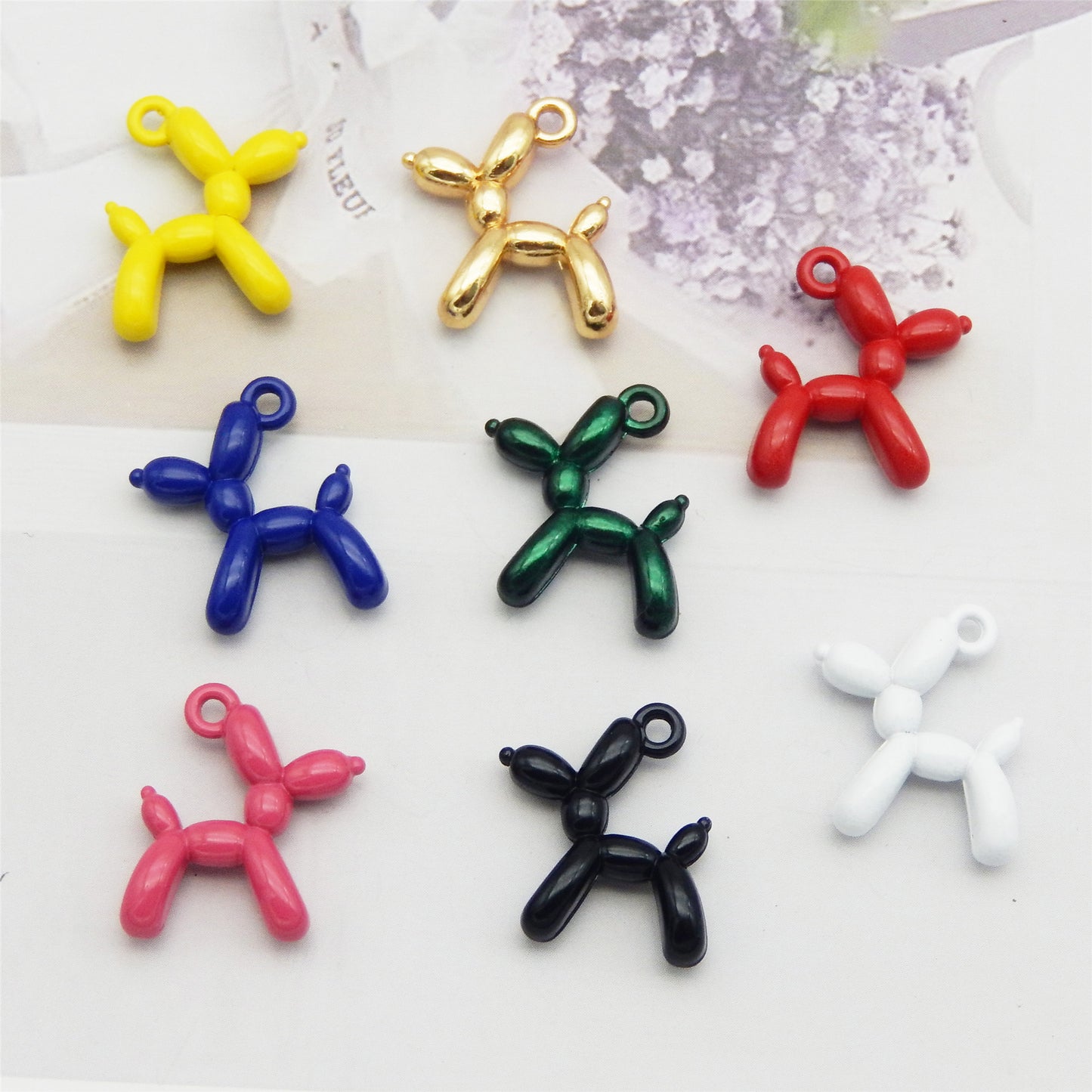 JJGQAZ 40 pcs Golden Enamel Cartoon Doll Dog Charms Pendant For Jewelry Making
