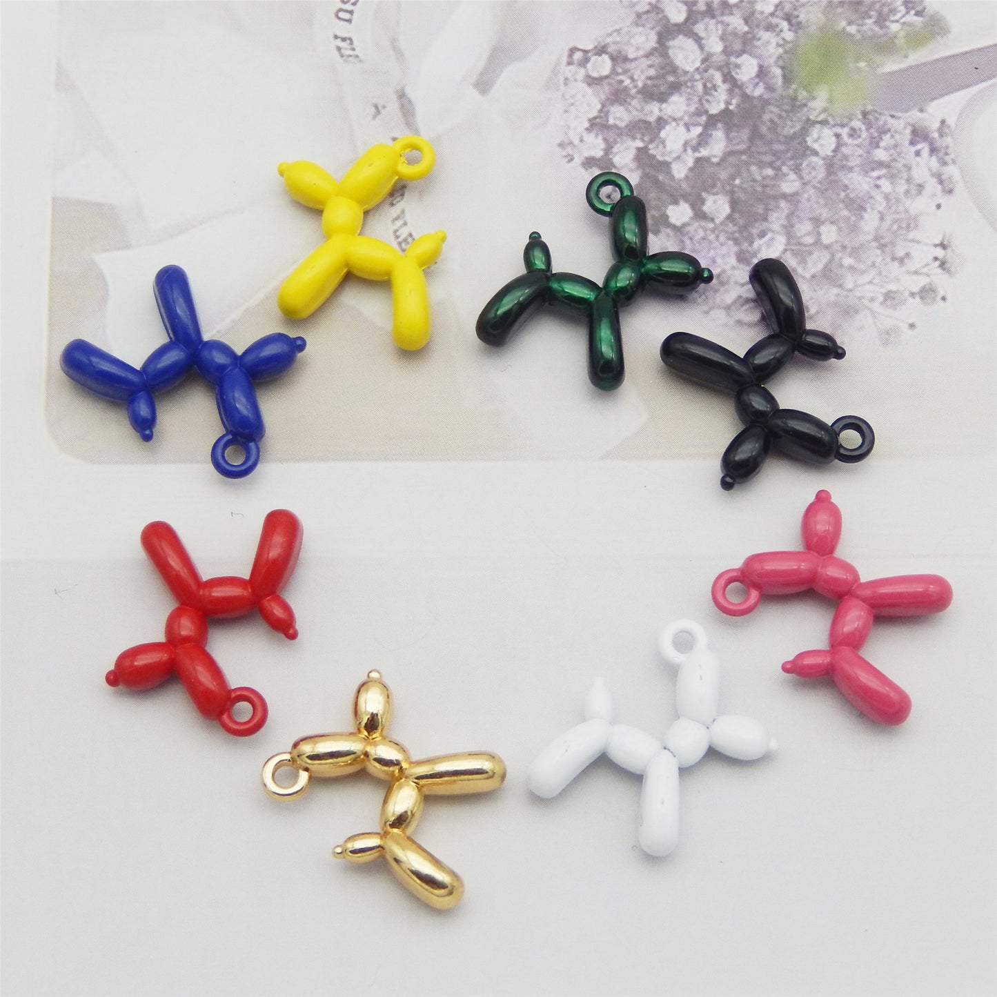 JJGQAZ 40 pcs Golden Enamel Cartoon Doll Dog Charms Pendant For Jewelry Making