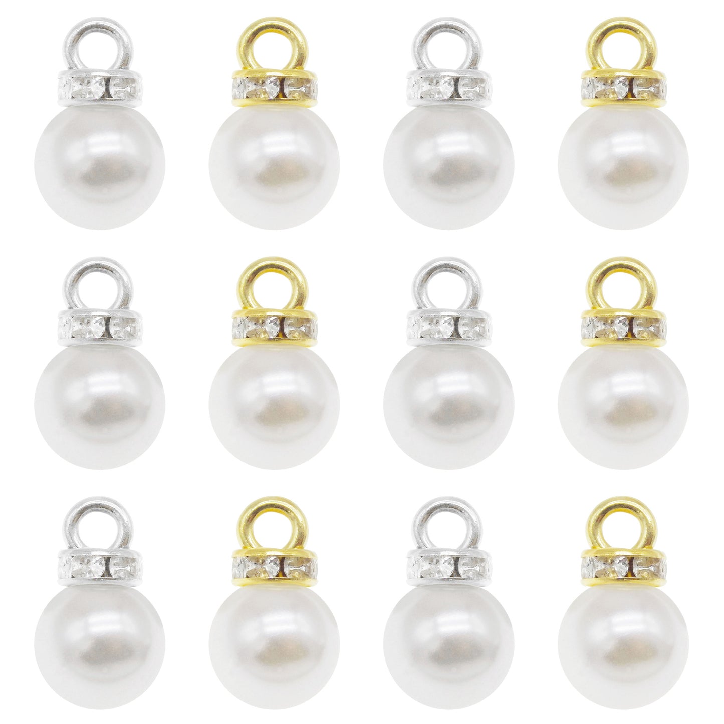 JJGQAZ 100pcs 8mm White Imitation Pearl Charms Pendants Faux Pearl Beads Charms
