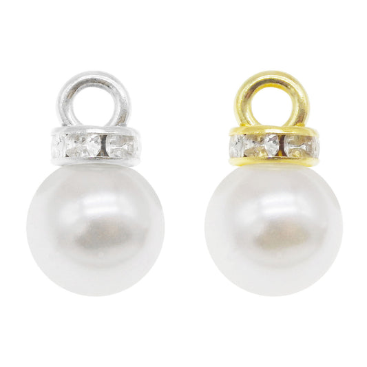 JJGQAZ 100pcs 8mm White Imitation Pearl Charms Pendants Faux Pearl Beads Charms