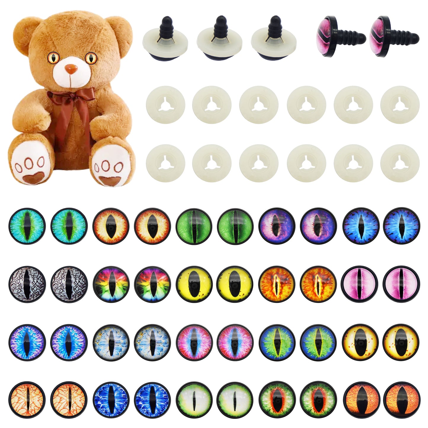 JJGQAZ 20Pairs 14MM Glass Safety Craft Eyes Owl Snake Lizard Eyes