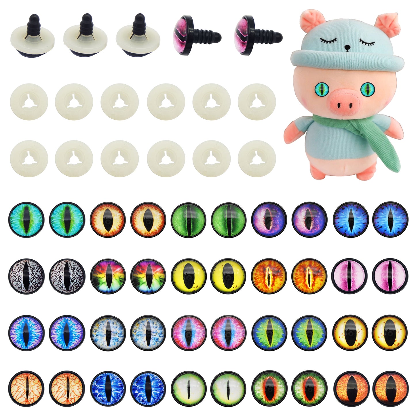 JJGQAZ 20Pairs 14MM Glass Safety Craft Eyes Owl Snake Lizard Eyes