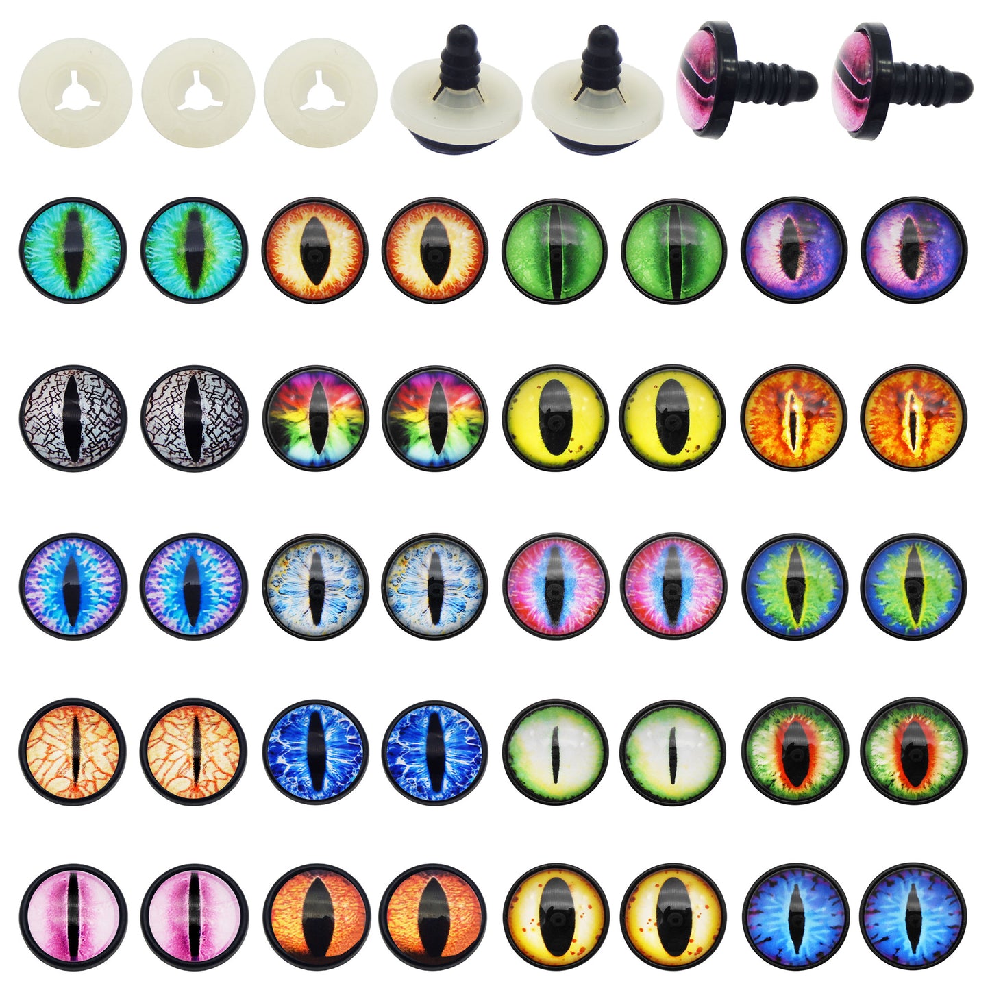JJGQAZ 20Pairs 14MM Glass Safety Craft Eyes Owl Snake Lizard Eyes