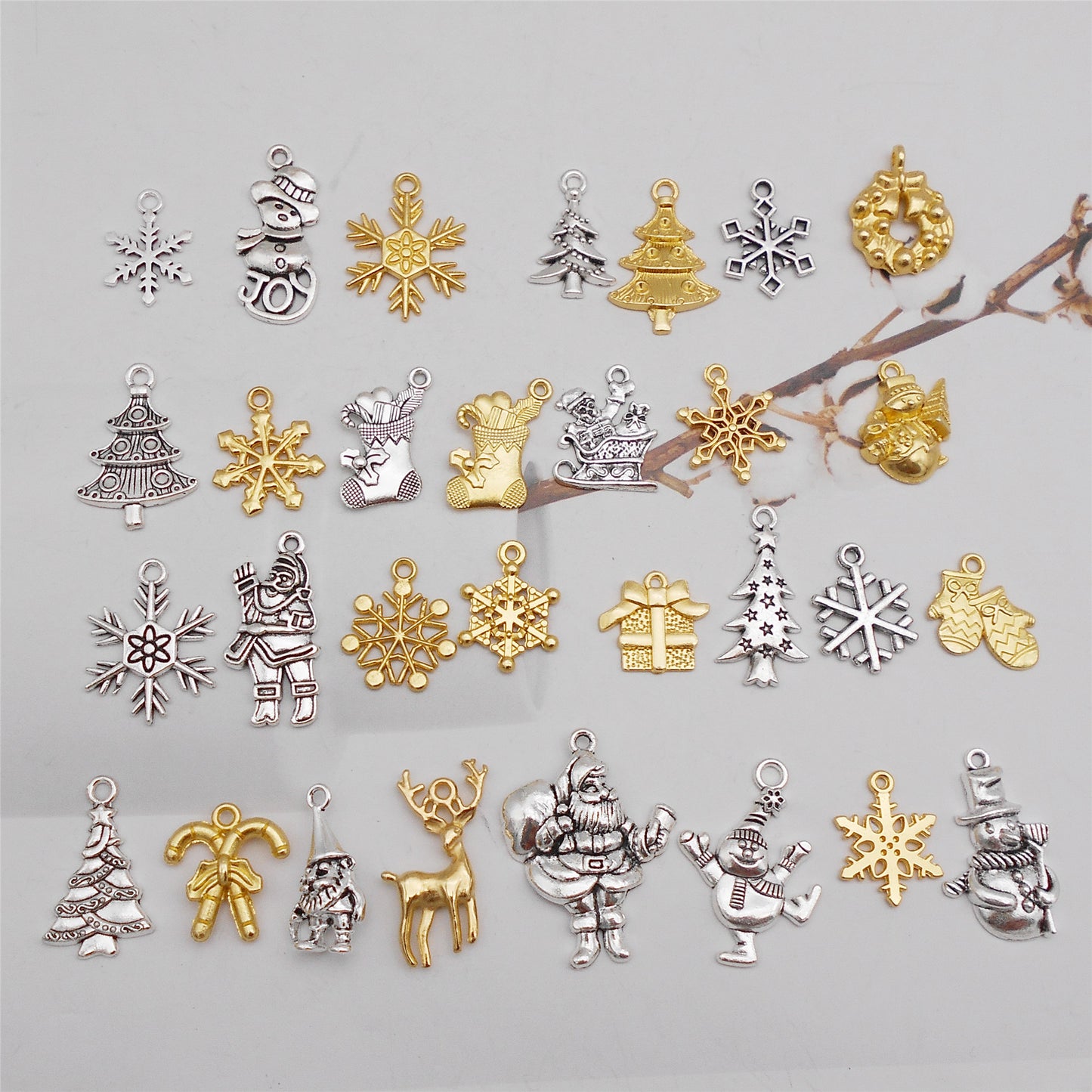 100 Grams Christmas Charms Assorted Santa Claus Christmas Tree
