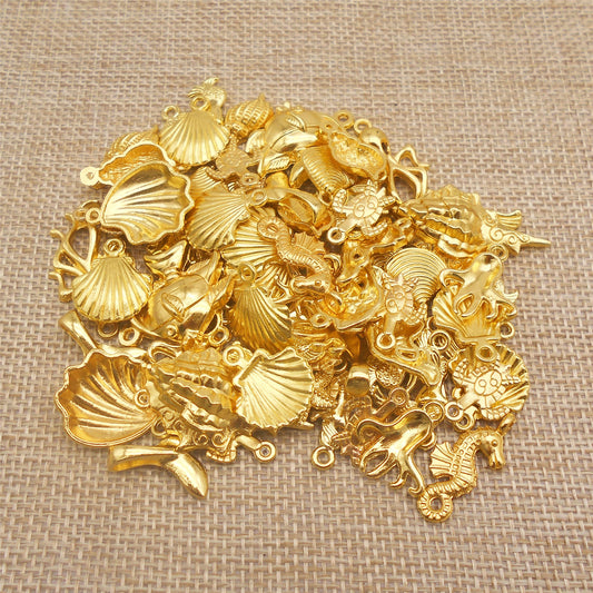 100PCS/300PCS Golden Summer Beach Charms