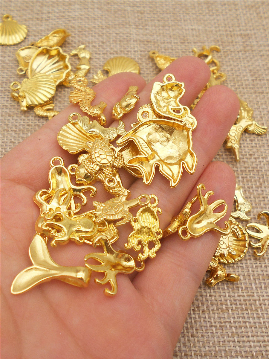 100PCS/300PCS Golden Summer Beach Charms
