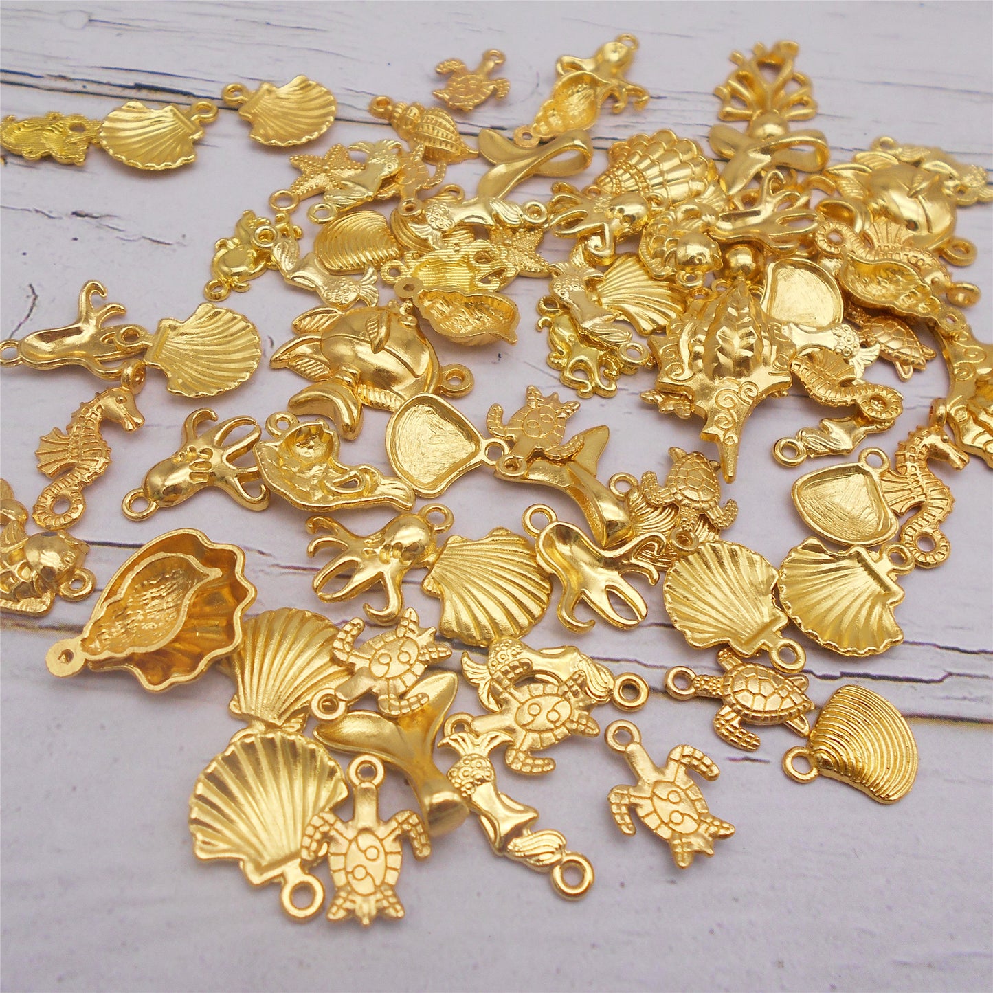 100PCS/300PCS Golden Summer Beach Charms