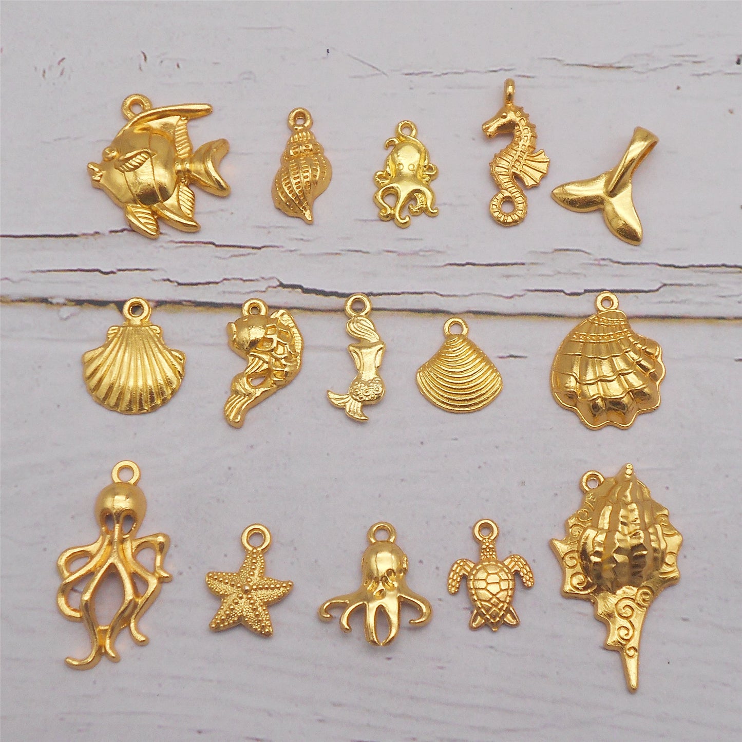 100PCS/300PCS Golden Summer Beach Charms
