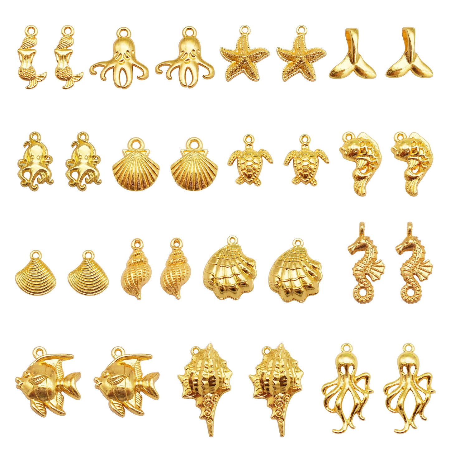 100PCS/300PCS Golden Summer Beach Charms
