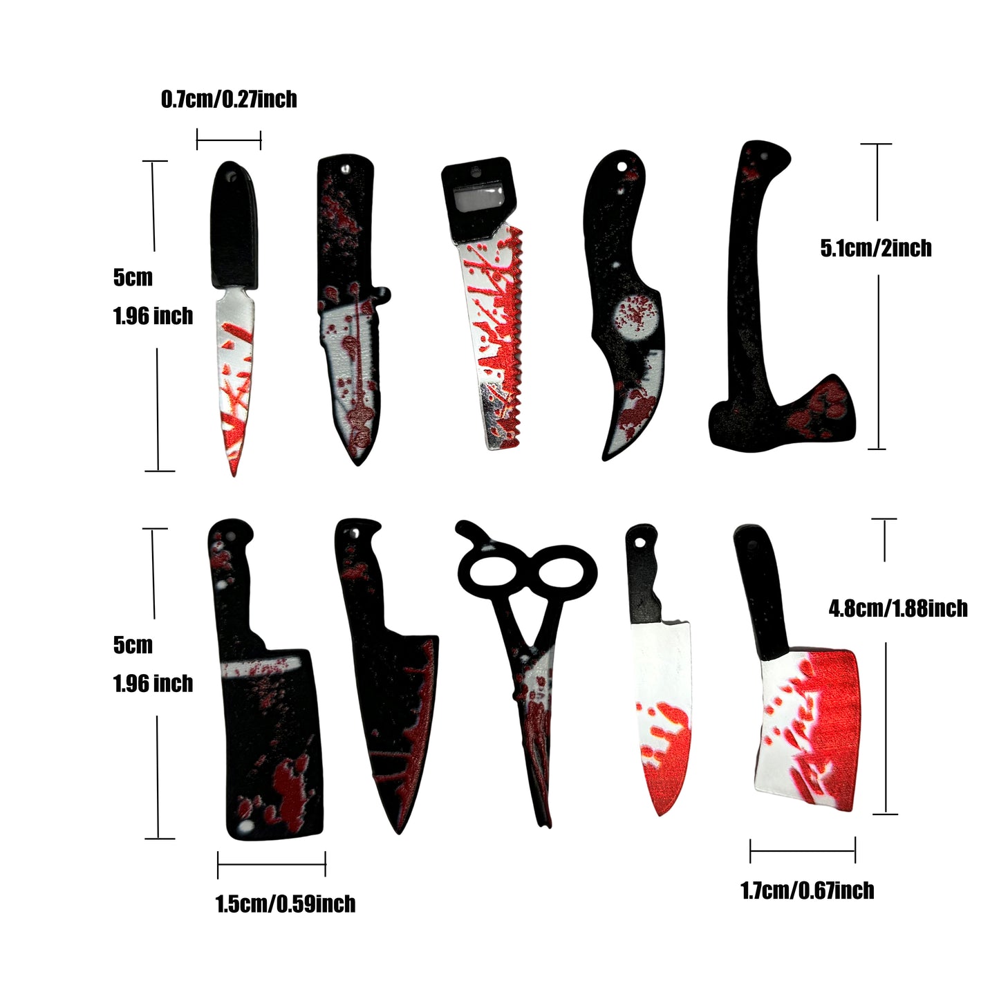 JJGQAZ 50pcs Halloween Jewelry Charms Mini Horror Scissors