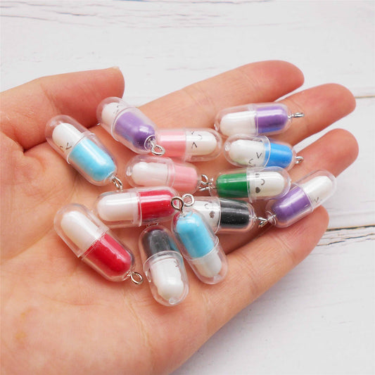 JJGQAZ 50Pcs Miniature Capsule Charms Pendant