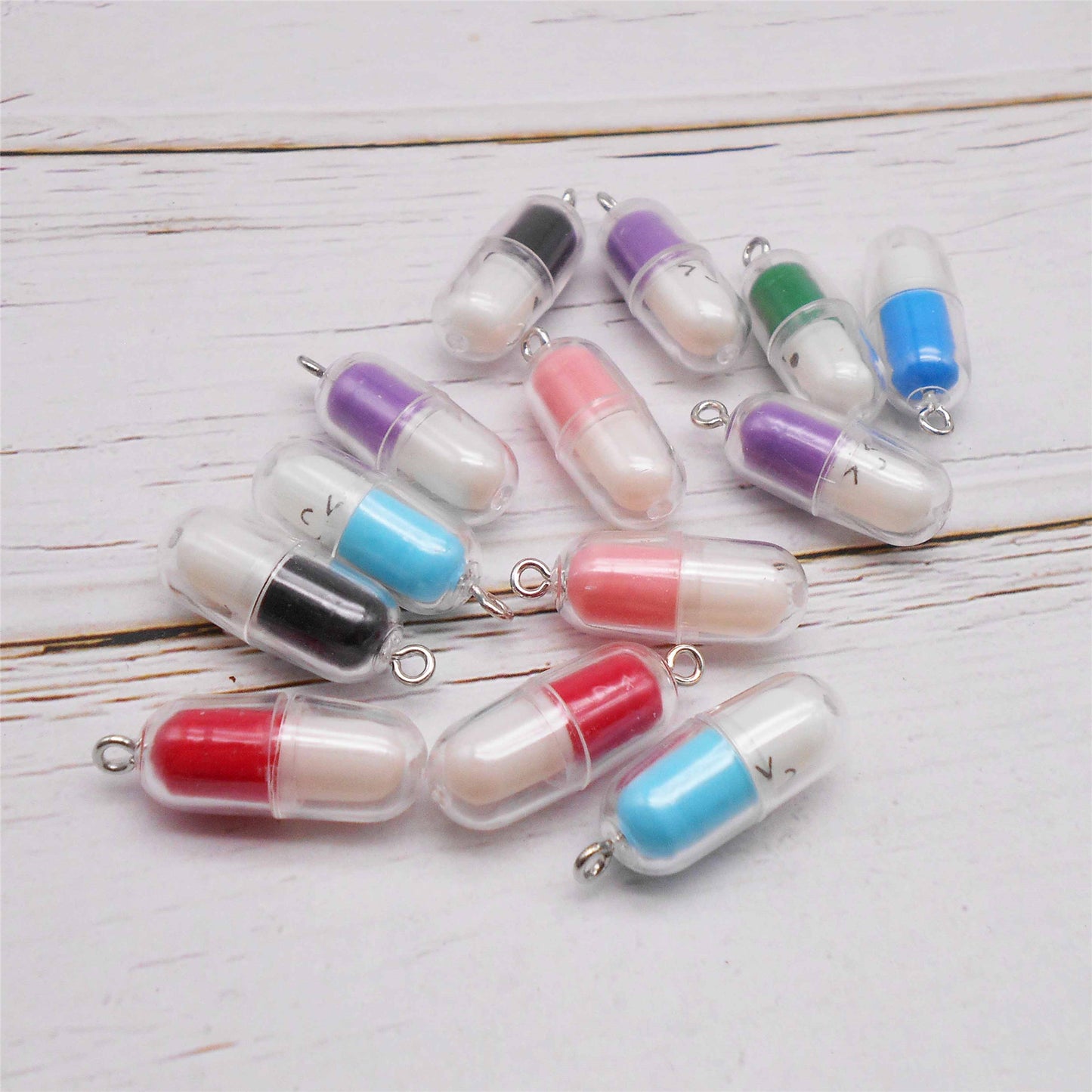 JJGQAZ 50Pcs Miniature Capsule Charms Pendant