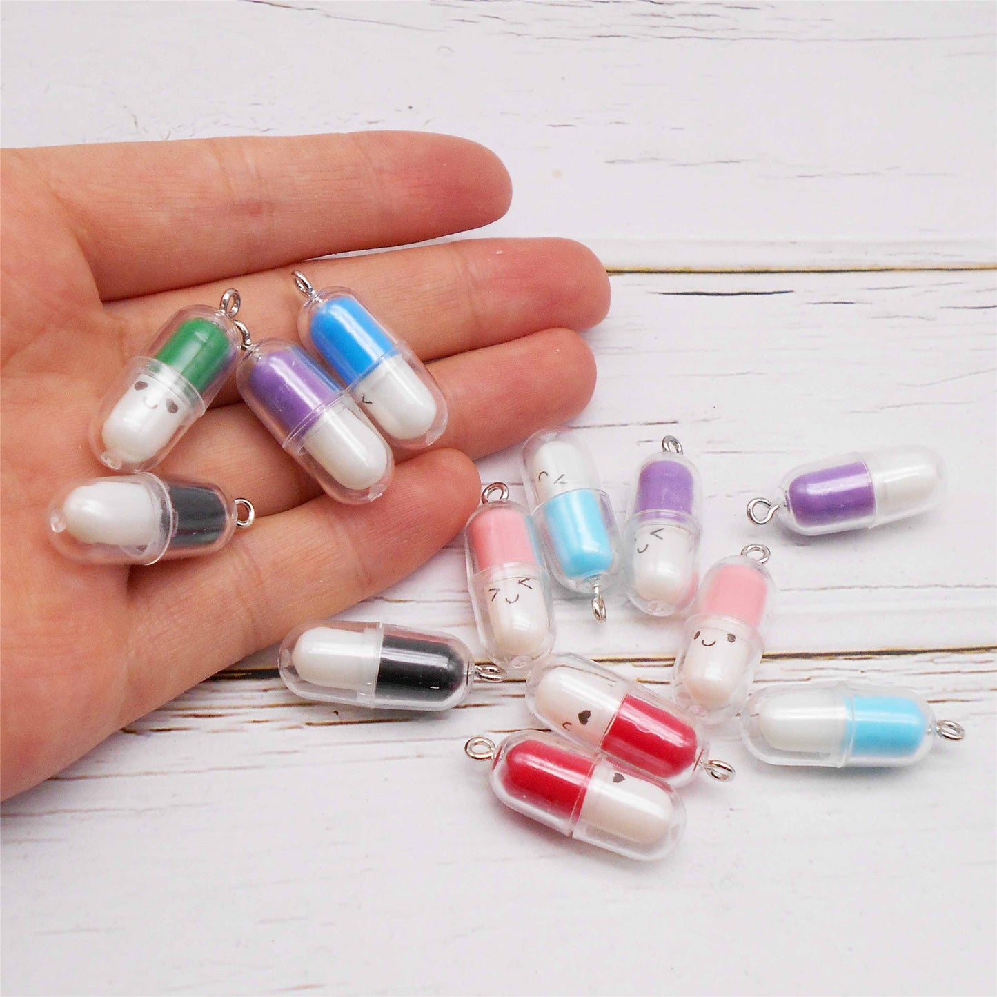 JJGQAZ 50Pcs Miniature Capsule Charms Pendant