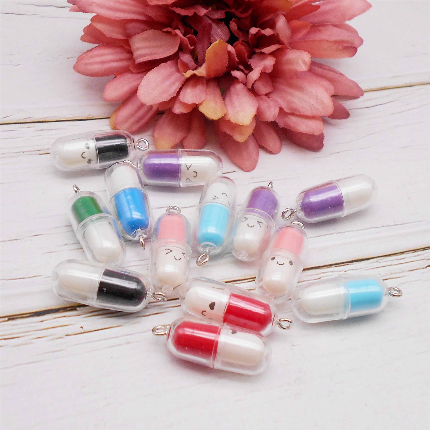 JJGQAZ 50Pcs Miniature Capsule Charms Pendant