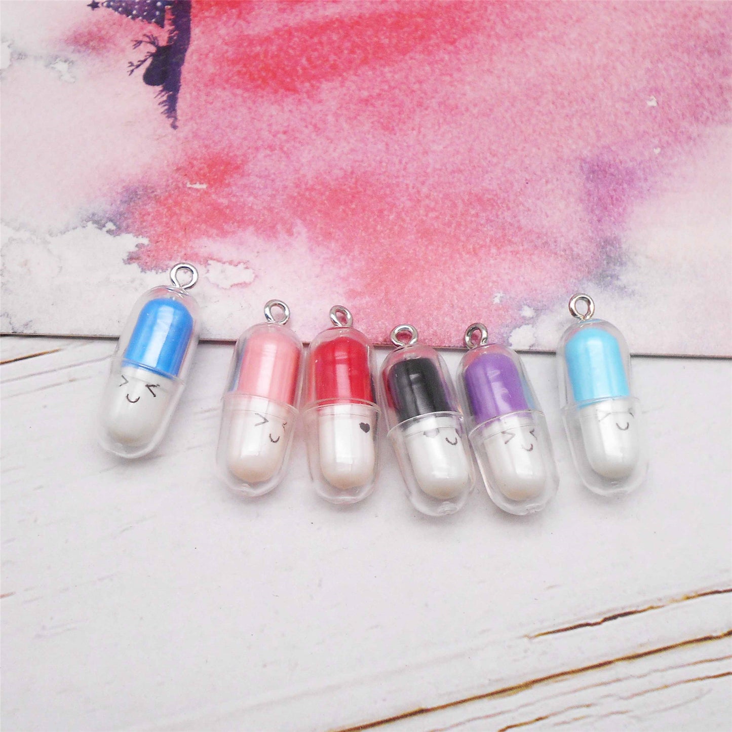 JJGQAZ 50Pcs Miniature Capsule Charms Pendant