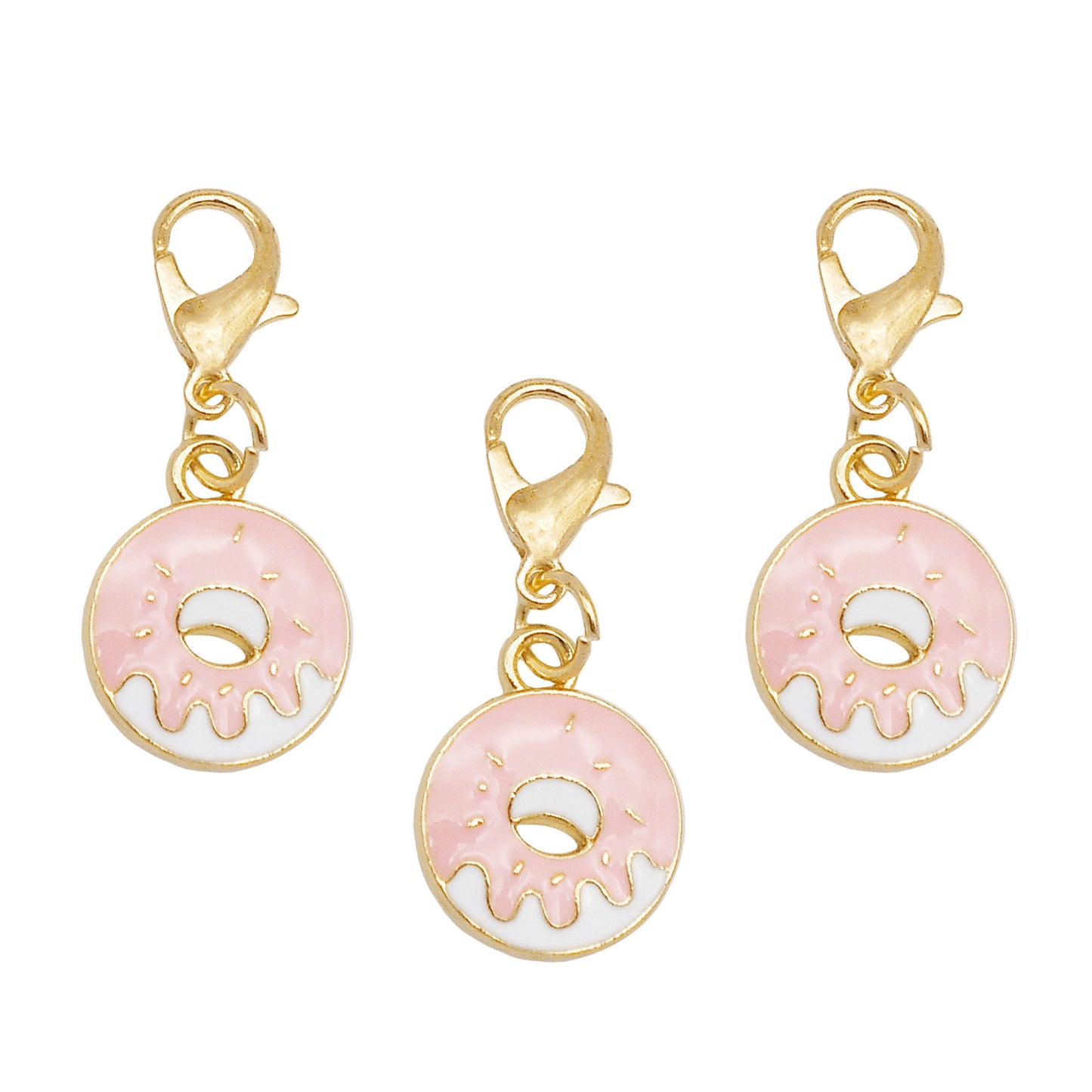 50PCS/50PAIRS Gold Tone Pink Enamel Charms