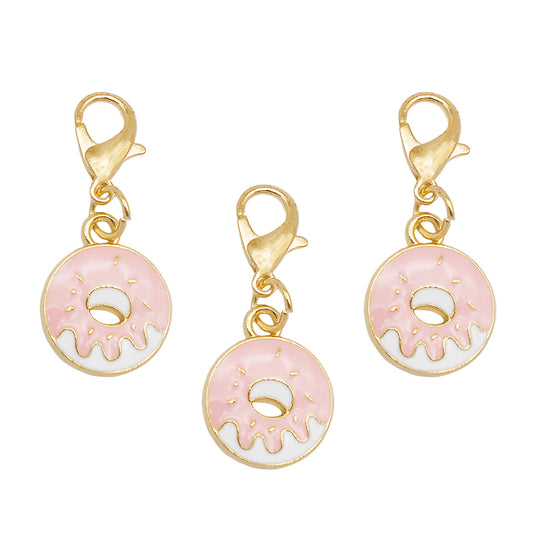 50PCS/50PAIRS Gold Tone Pink Enamel Charms